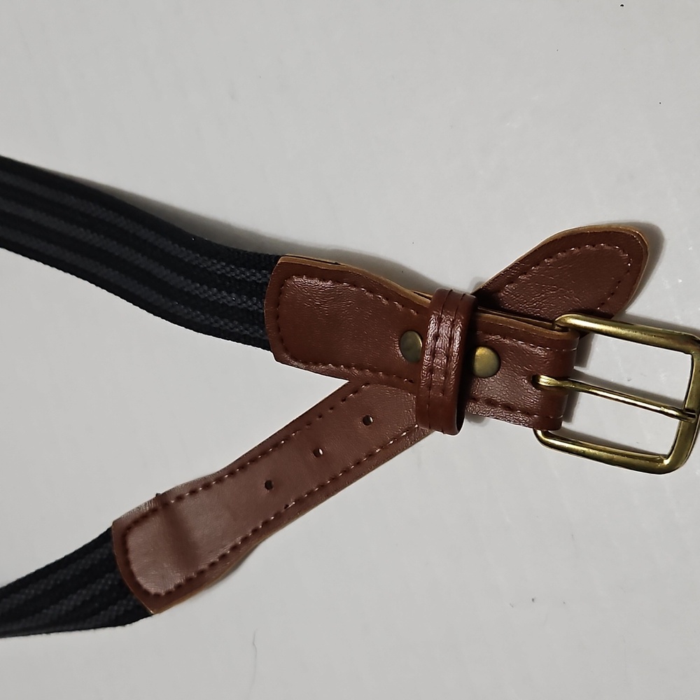 Men's Black & Gray Stripe With Brown Belt Size 33/34